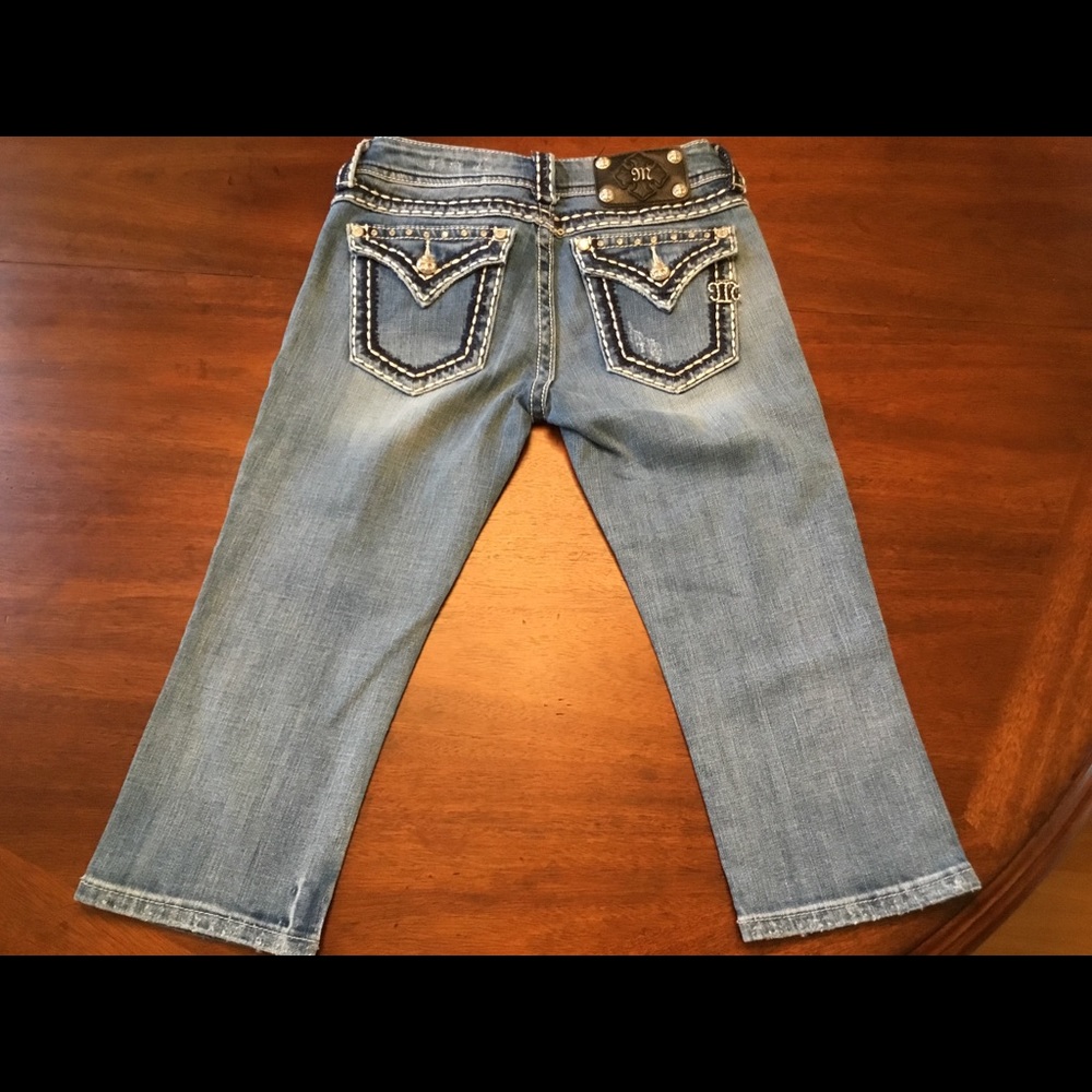 Juniors Miss Me Cropped Blue Jeans